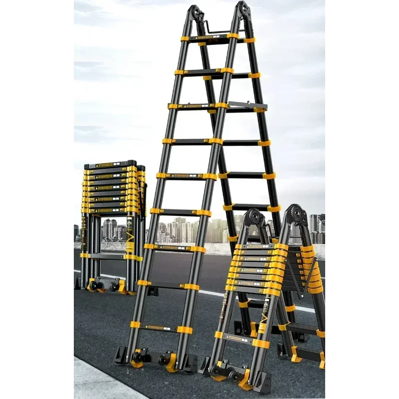 

Portable Telescopic Ladder Aluminum Alloy Folding Elevating Straight Herringbone Staircase Engineering Home Use Thickened