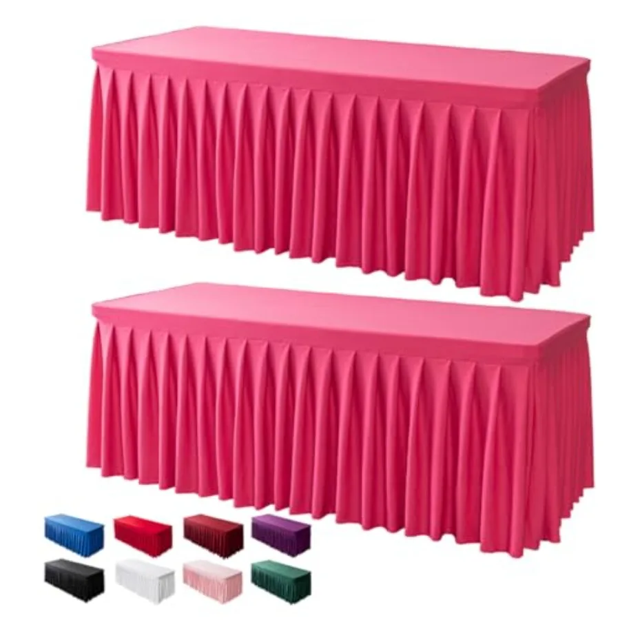 

Tina 2 Pack Table Skirts for Rectangle Tables 6Feet, Spandex Table Covers, Heavy Weight Wrinkle Resistant Stretch Fitted Tablec