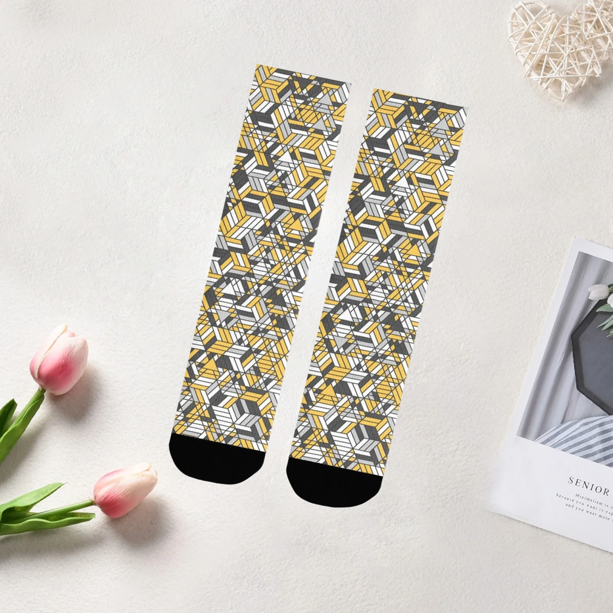 Optical Illusion Geometric Socks Durable Lightweight Smooth Men's Socks Cycling Hiking Camping Punk Harajuku Streetwear Socks