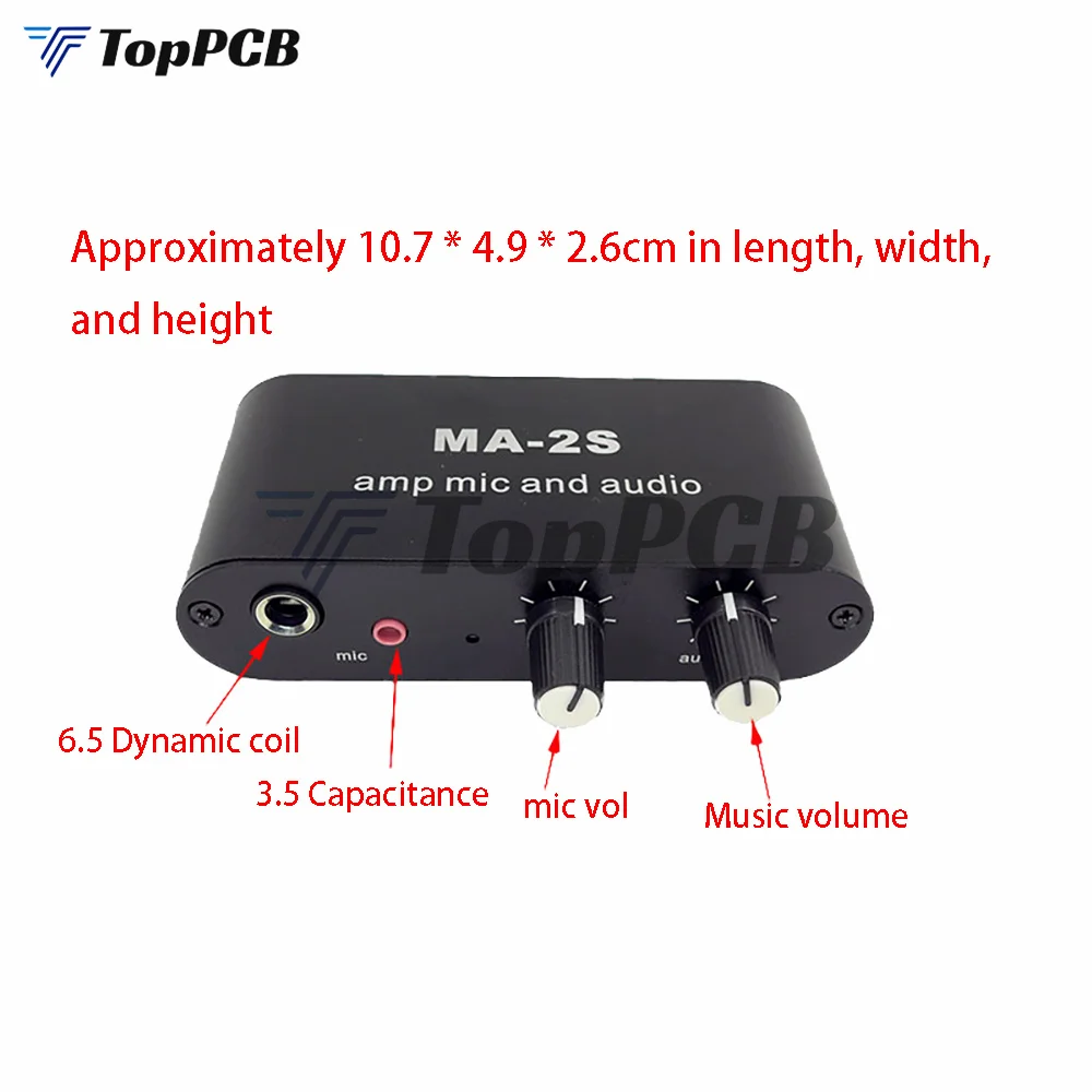 MA-2S Microphone Music Mixed Preamplifier 6.5mm Dynamic 3.5mm Condenser Amplifier MIC and Audio Mixer DC 5-12V 5.5*2.1MM