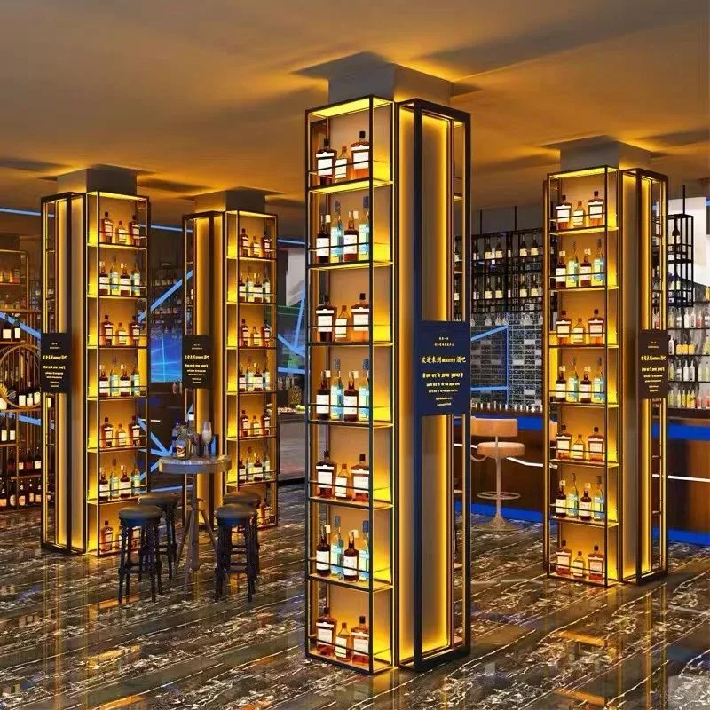 Minimalist Creative Wine Rack Design Restaurant Luxury Corner Light Alcohol Cabinet Lounge Party Szafka Barek Home Furniture