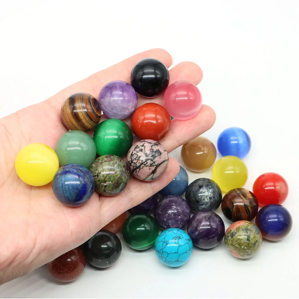 20mm Natural Stone Round Ball Non-Porous Healing Crystal Quartz Gemstone Beads Sphere for DIY Making Jewelry Necklace Bracelet