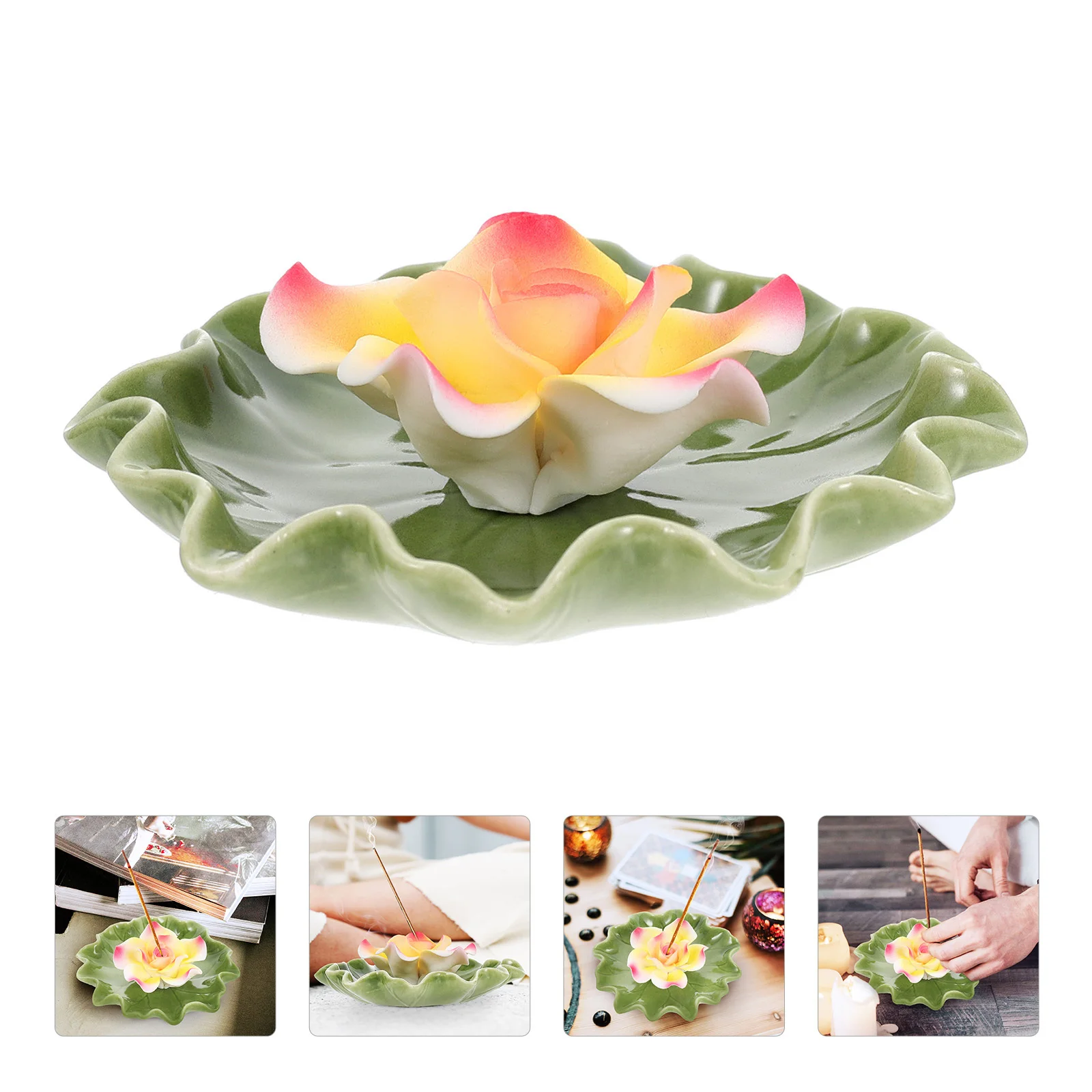 

Ceramic Flower Incense Stick Holder Charming Home Decor for Bedroom Living Room Office Meditation Yoga Relaxing Atmosphere