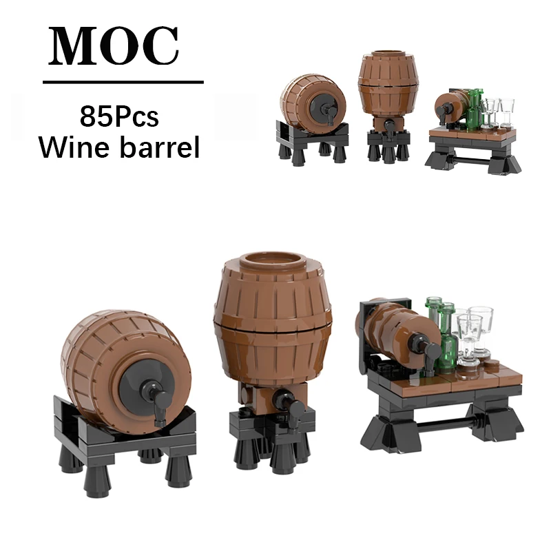 MOC5031 Medieval Military War Wine Barrel Wine Glass Compatible Figures Building Blocks Educational Toys For Children Boys Gifts