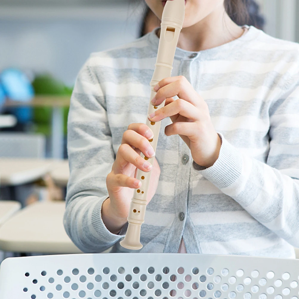

8 Hole Clarinet Resin Beginner Wind Instrument Flute for Kids Childrens Recorders Beige