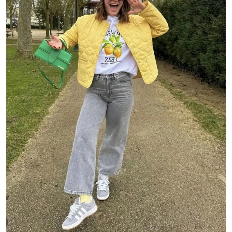 Automne nouveauté ample longue Sve rond Ne coton Jaet tapis pour femme blogueurs en Sle manteau d'extérieur décontracté