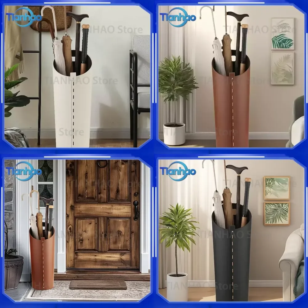 Decorative Home Entryway Umbrella Holder Waterproof Rain Gear Organizer Scroll & Long Umbrella Bin Stand for Entrance