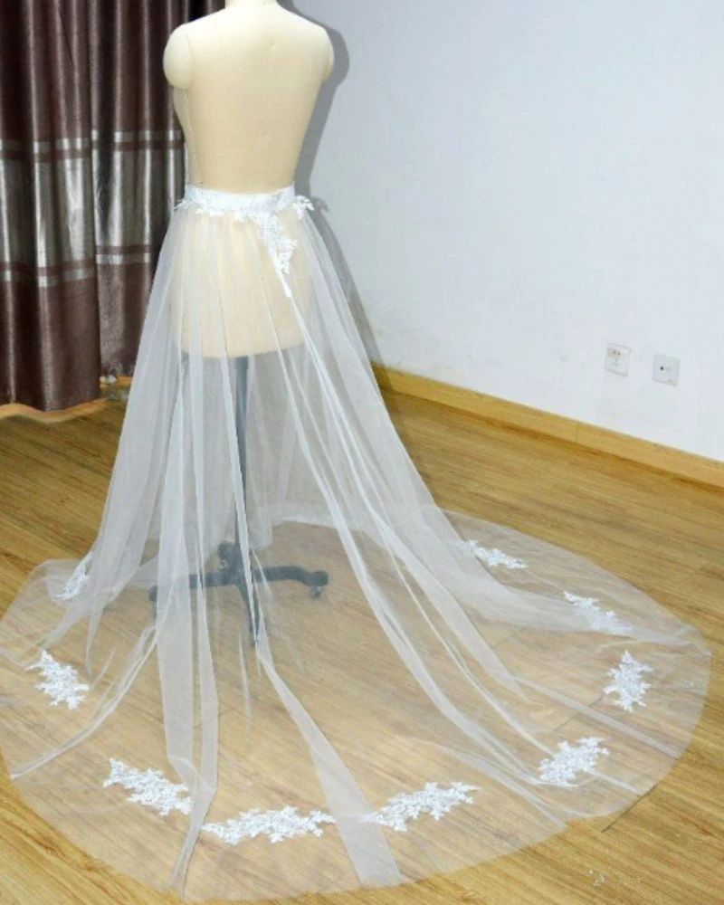 detachable lace tulle wedding train skirt  skirt bridal skirt train detachable overskirt custom size