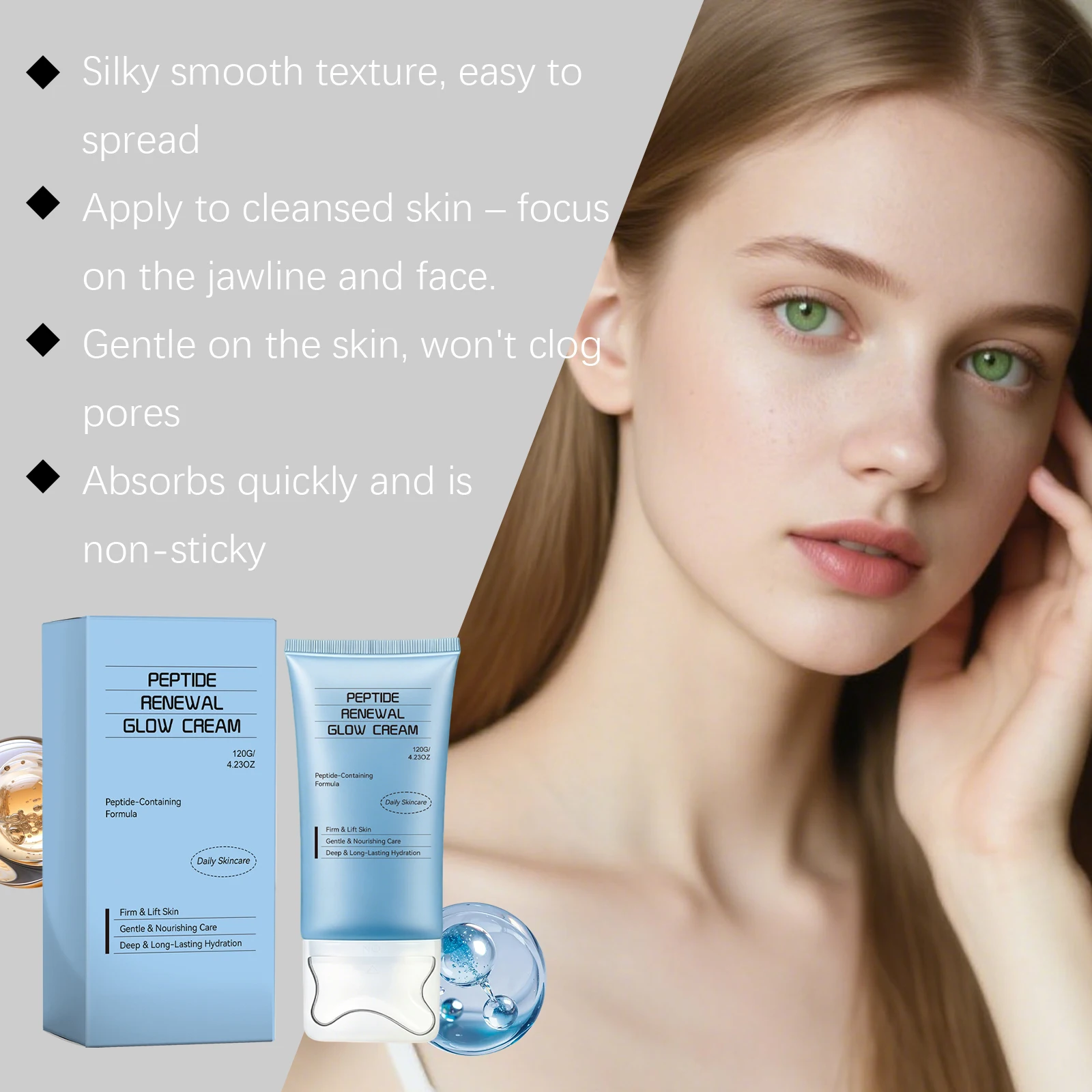 Renewal Glow Face Cream Shrink Pores Brighten Improve Dull Skin Face Neck Massage Suitable for Gua Sha Massager Face Care Lotion