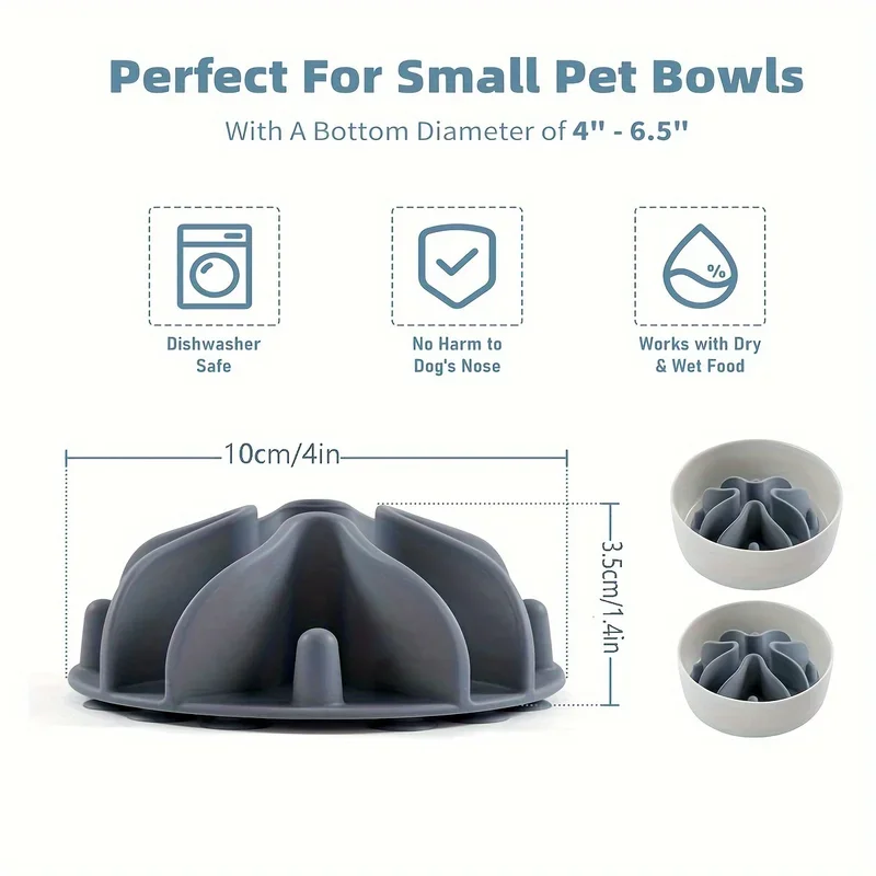 Slow Feeder Dog Bowl Insert Silicone Slow Eating Bowl for Pets Compact Design Round Edges Household Pet Feeding Aid Dog