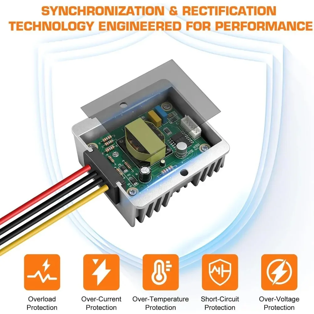 DC 36V 48V to 12V 30A 20A Converter Step Down Voltage Regulator Reducer Buck Power Supply Transformer for Golf Cart Forklift Car