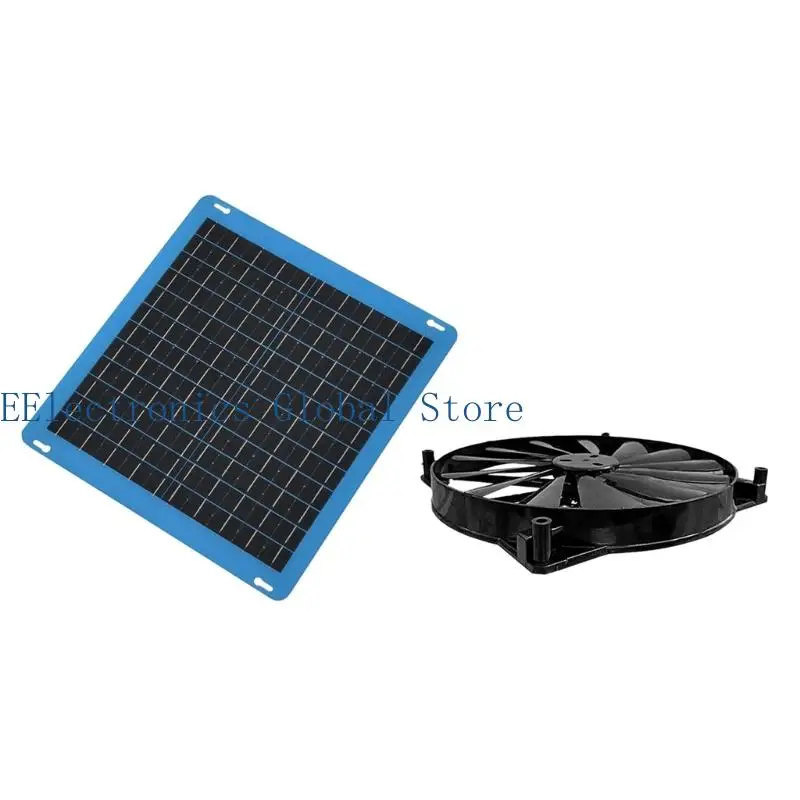 462B Solar Exhaust Fan Kit with 10W Panel and 12V Fan for Shed Cooling, Pet House Use and Small Enclosure Heat Exhaust Support