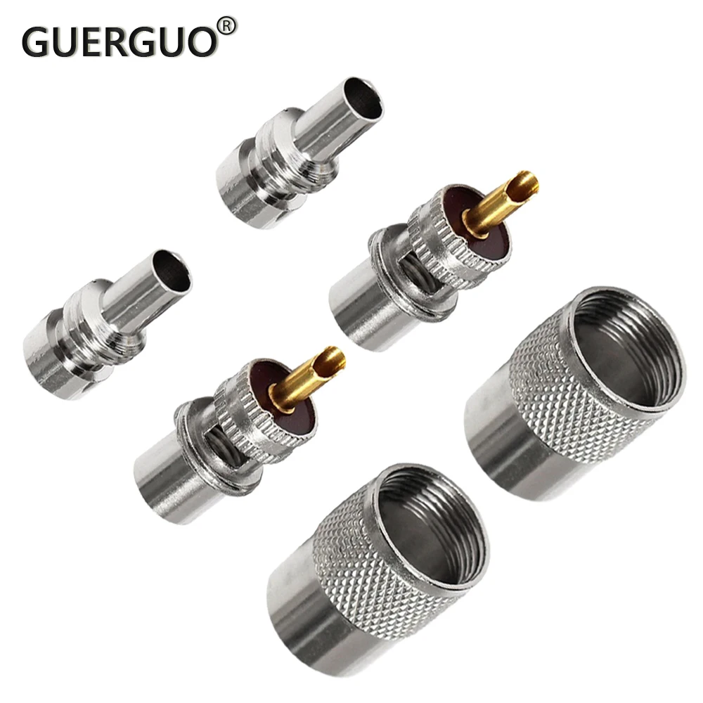 1PC PL259 UHF Male Dual-Purpose Three-Piece Set of 50-3-7 Connector for Wiring SL16 Male Adapter LMR195 RG142 RG58 RG213 RG8U