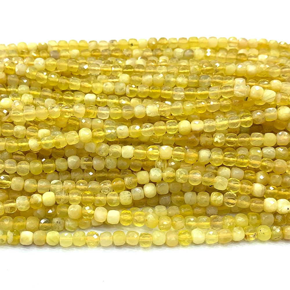 Veemake Yellow Opal Faceted Irregular Cube Natural Stone Small Beads For Jewelry Making 06830