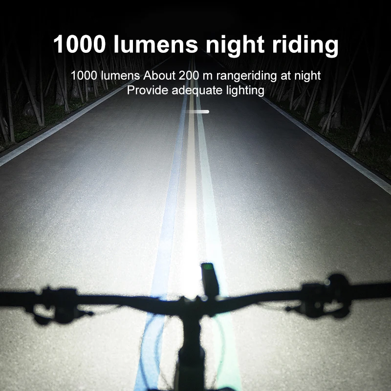 OFFBONDAGE Bicycle Light 1000LM Type-c Charging Bike Light Front Lamp Rechargeable Cycling Headlight Aluminum Waterproof YHL1000