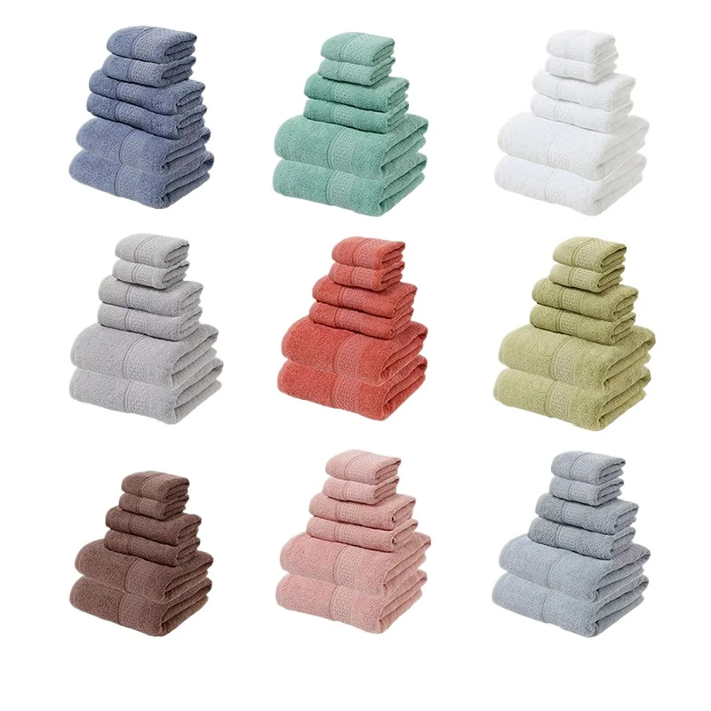 

6 Pcs Bath Towel Set 2 Washcloths 2 Face Towels 2 Bath Towels Absorbent Quick Dry for Bathroom Gym Hotel Use