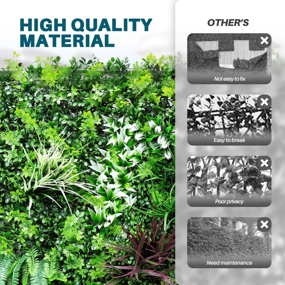 

"COARBOR 6-Pack 40-Inch by 40-Inch Artificial Boxwood 3D Panel Faux Ivy Fence Privacy Hedge Plant Wall Panels"