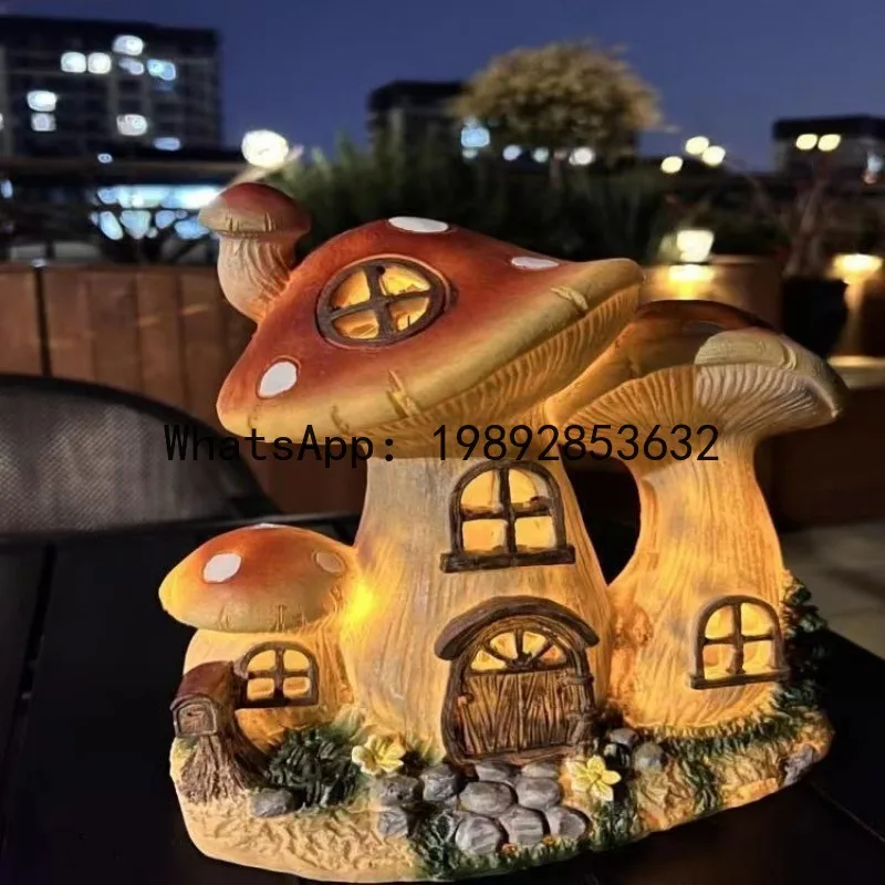 

ZZ Outdoor Waterproof Villa Garden Garden Decoration Light Home Balcony Decoration Solar Mushroom House Light Resin