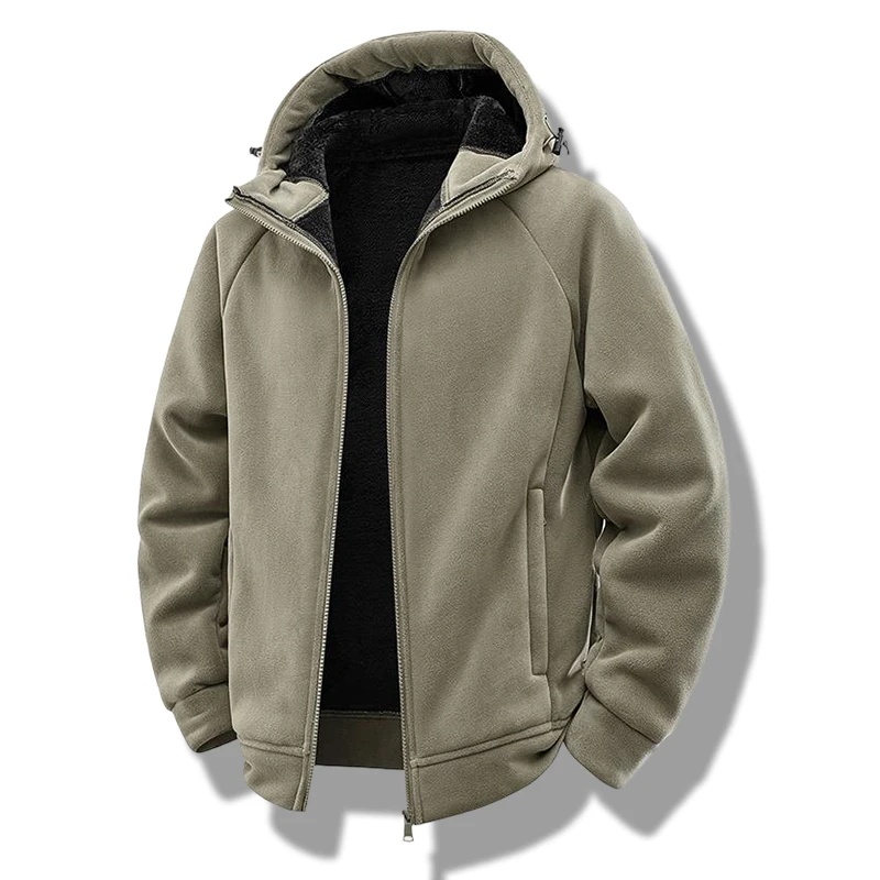 

Men Winter Jacket Fleece Lined Hooded Jacket Solid Polar Fleece Outwear Sherpa Jacket Parkas Casual Warm Coat Mens Clothing Top