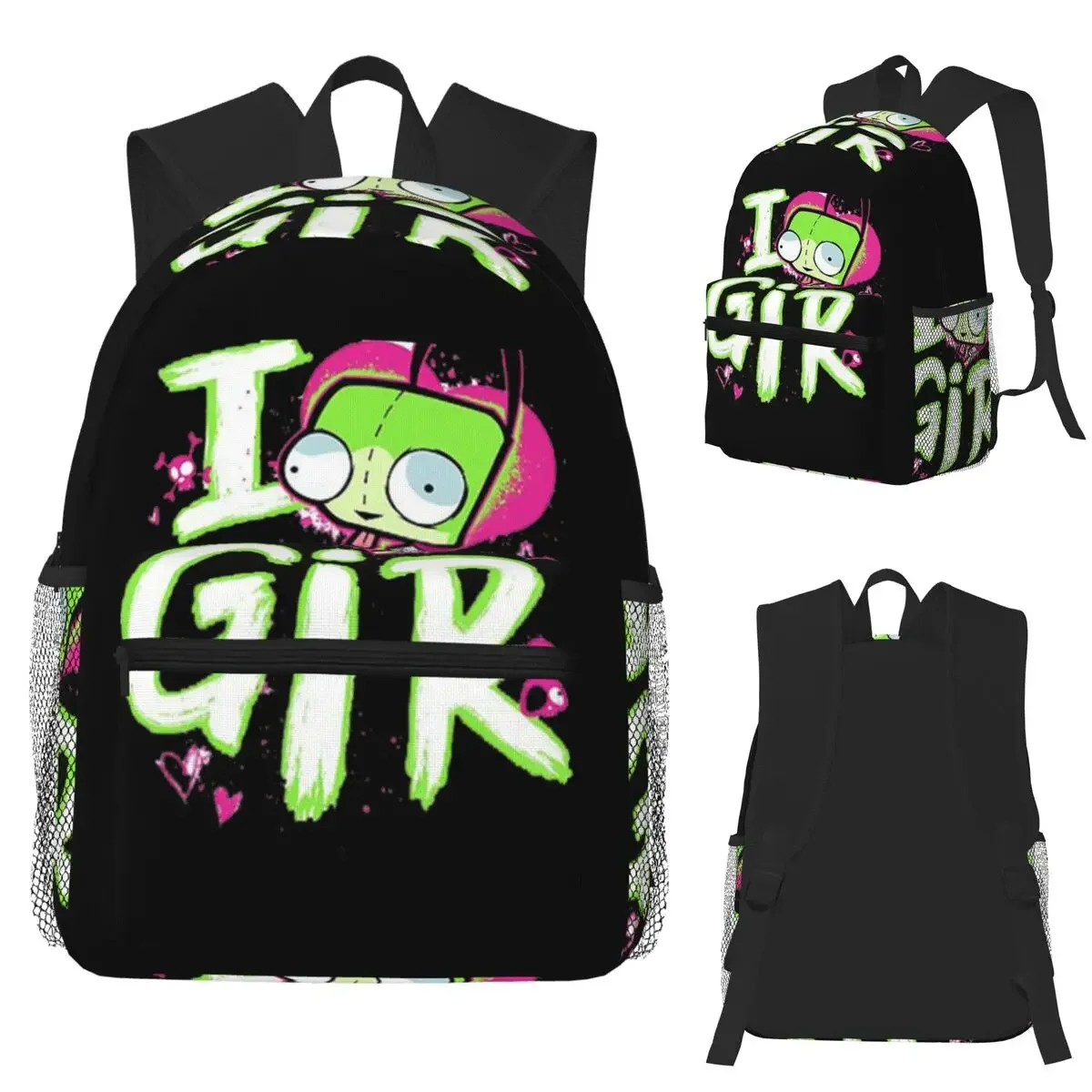 Invader Zim Valentine's Day I Love GIR Student Backpack School Bag Hiking Travel Daypack for Boys Girls Bookbag Shoulder Bags