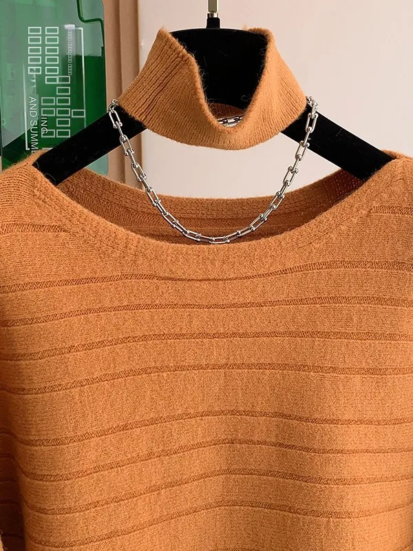 سترة نسائية فضفاضة محبوكة من Batwing Sve سترة فرنسية Sle كاجوال فضفاضة مناسبة للفتيات المراهقات موسم الربيع