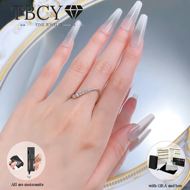 

TBCYD сверкающее муассанитовое серебро 925 пробы с изогнутой волной кольцо для женщин GRA сертификация покрытие 18-каратное золото трендовые элегантные ювелирные изделия