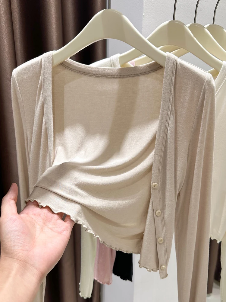 

Ice Silk Modal oulder Open Cardigan Women's Strap Dr Outer Thin awl Breathable ort Knitted Cover up Summer Korean St...