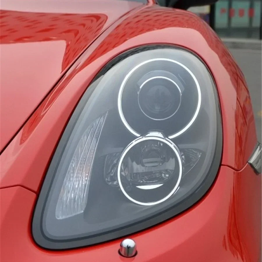 

Headlight Transparent Lampshade Headlamp Cover Shell Headlights Lens Plexiglass Silver Grey Edge For Porsche Cayman Boxster 981