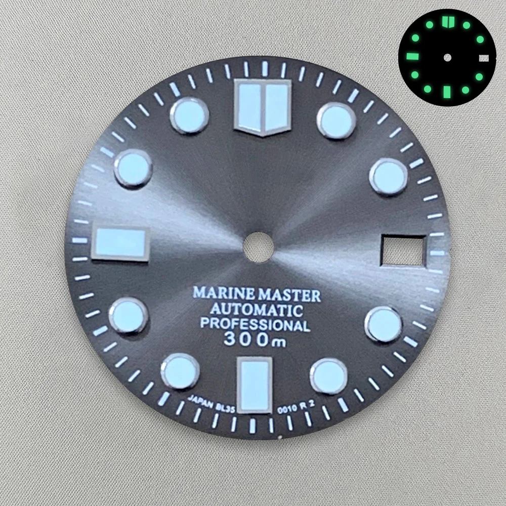 Quadrante smaltato 28.5mm S Logo adatto per NH35/NH36/4R/7S movimento verde luminoso accessori per la modifica dell'orologio