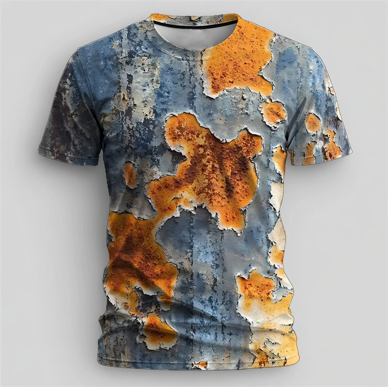Retro Rust Graphic T Shirts For Men Summer Fashion Short Sleeve 3D Printed O Neck T-shirts Loose Streetwear Breathable Tees Tops
