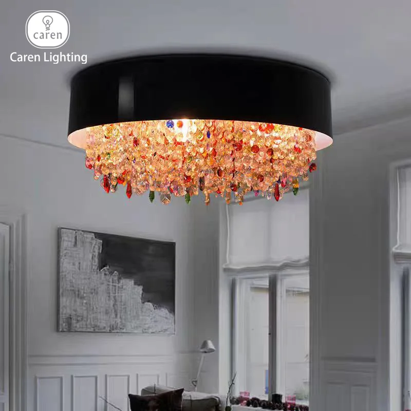 Caren Lighting Italian Flush Mount colorful K9 Crystal Ceiling Lights Elegant Stylish Modern Nordic creativity Salon Home Decor