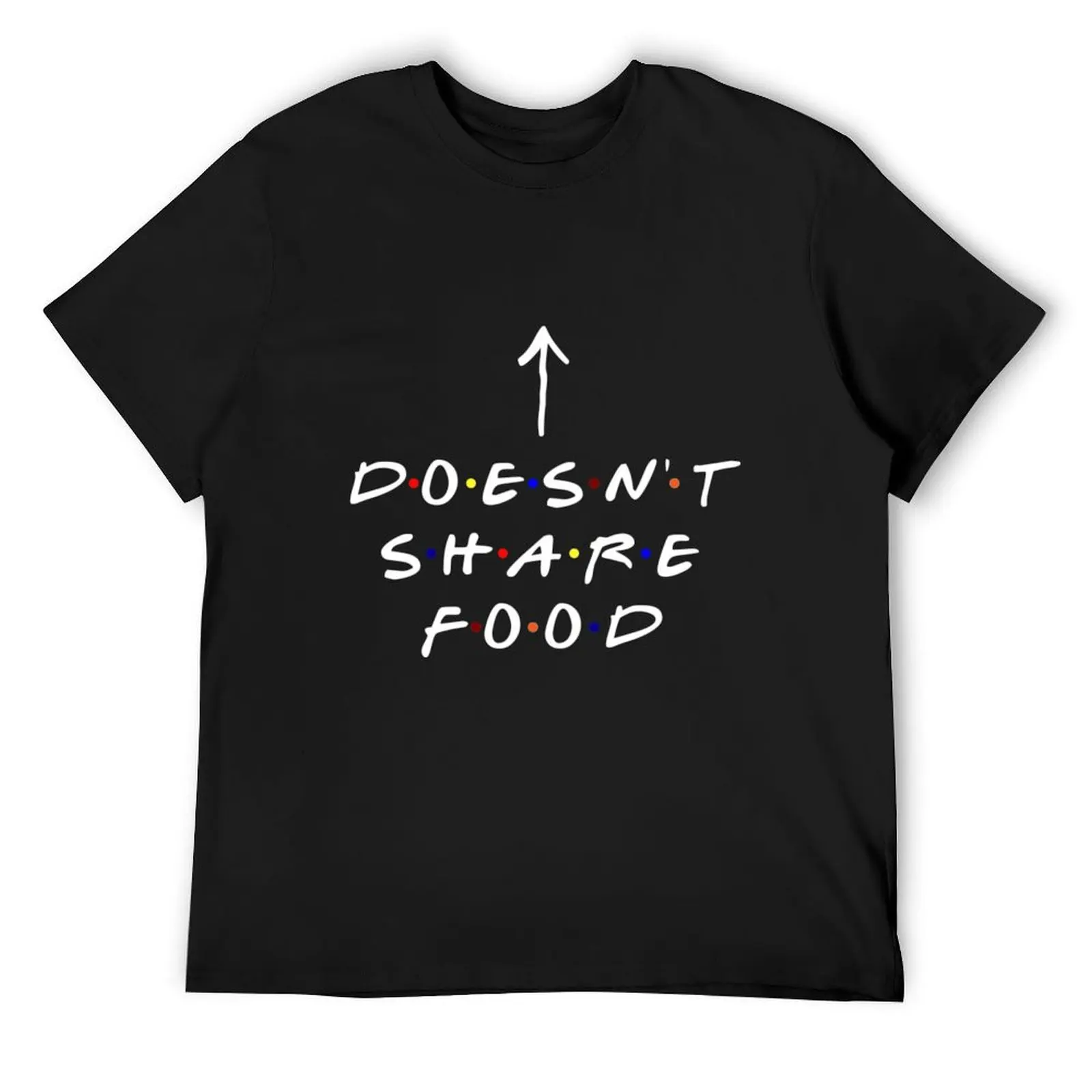 

Friends, [Insert Name] doesn't share food! (White Text) T-Shirt anime figures t shirts for men