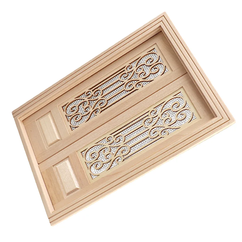 

Mini House Double Door Wooden Simulation Small Gate Ornament Mini House Decor Wooden Door for DIY Miniature Garden
