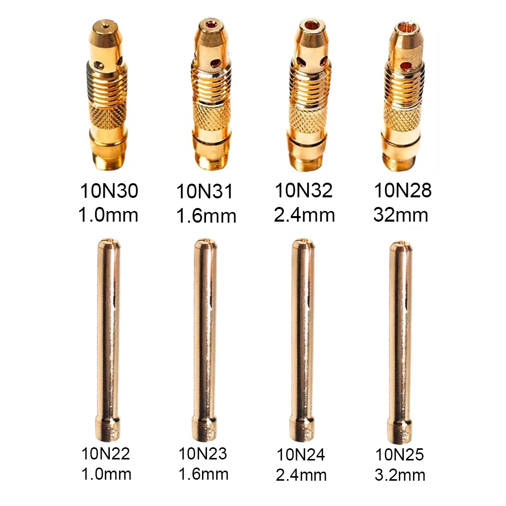 

WP17 18 26 Welding Torch 1.0/1.6/2.4/3.2mm TIG Collet And Collet Body 10N22 10N23 10N24 10N25 10N30 10N31 10N32 10N28, 8Pcs