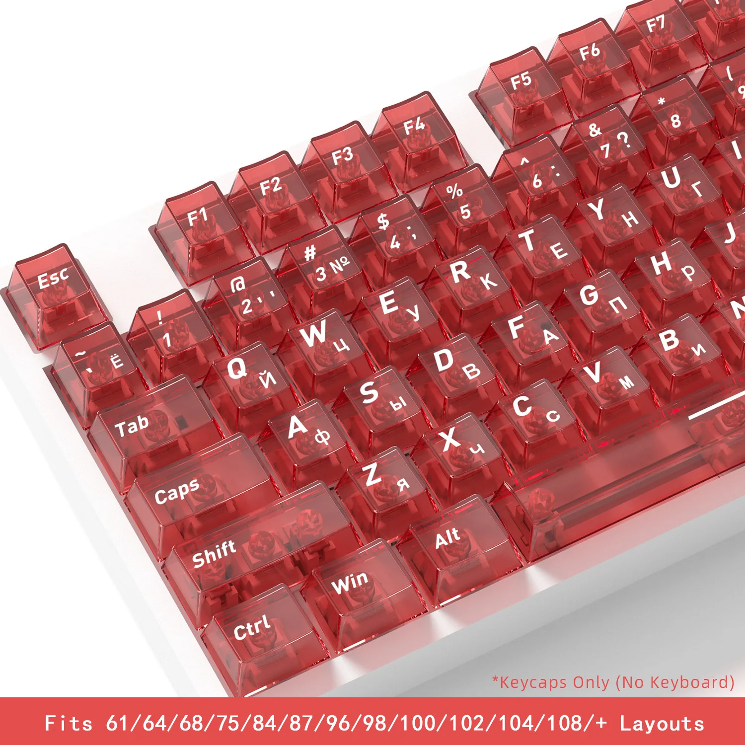 ransparent Russian keyboard keycaps Cherry Profile material ANSI PC keycap ISO layout 132 key gaming keyboard key caps for cross