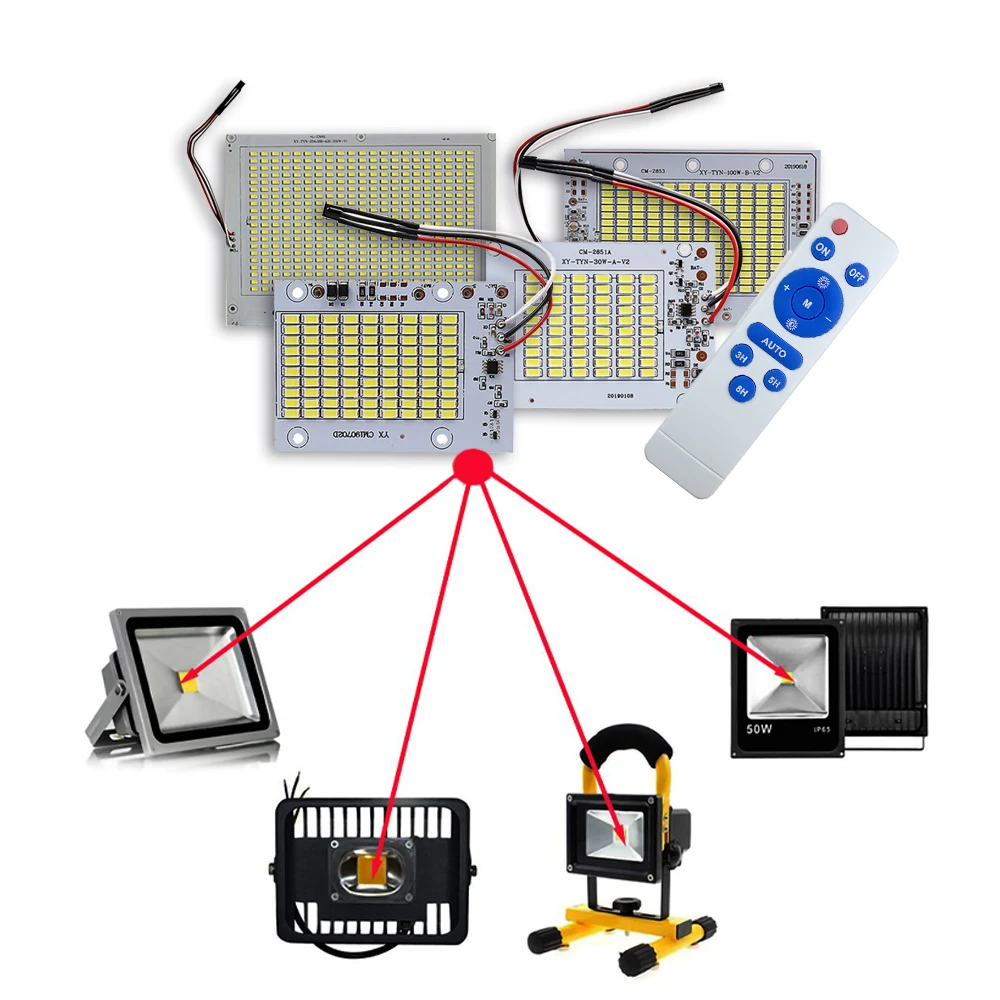 30W 50W 100W 200W Street Light Floodlight Solar Panel Integrated Home Garden Light With Remote Control Solar Floodlight