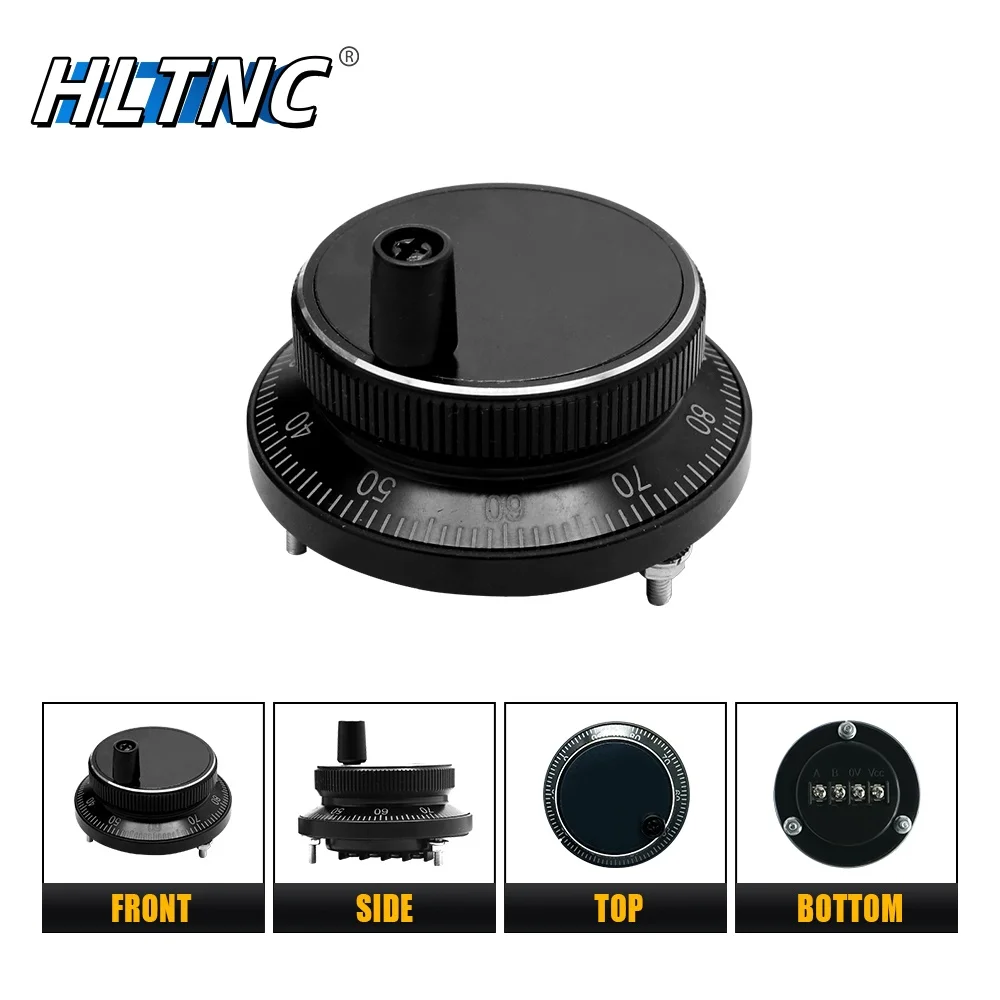 Handwheel CNC Pulser 61mm Pulse 100 25 5V 24V 4Pin 6Pin Manual Pulse Generator Hand Wheel CNC Machine Rotary Encoder