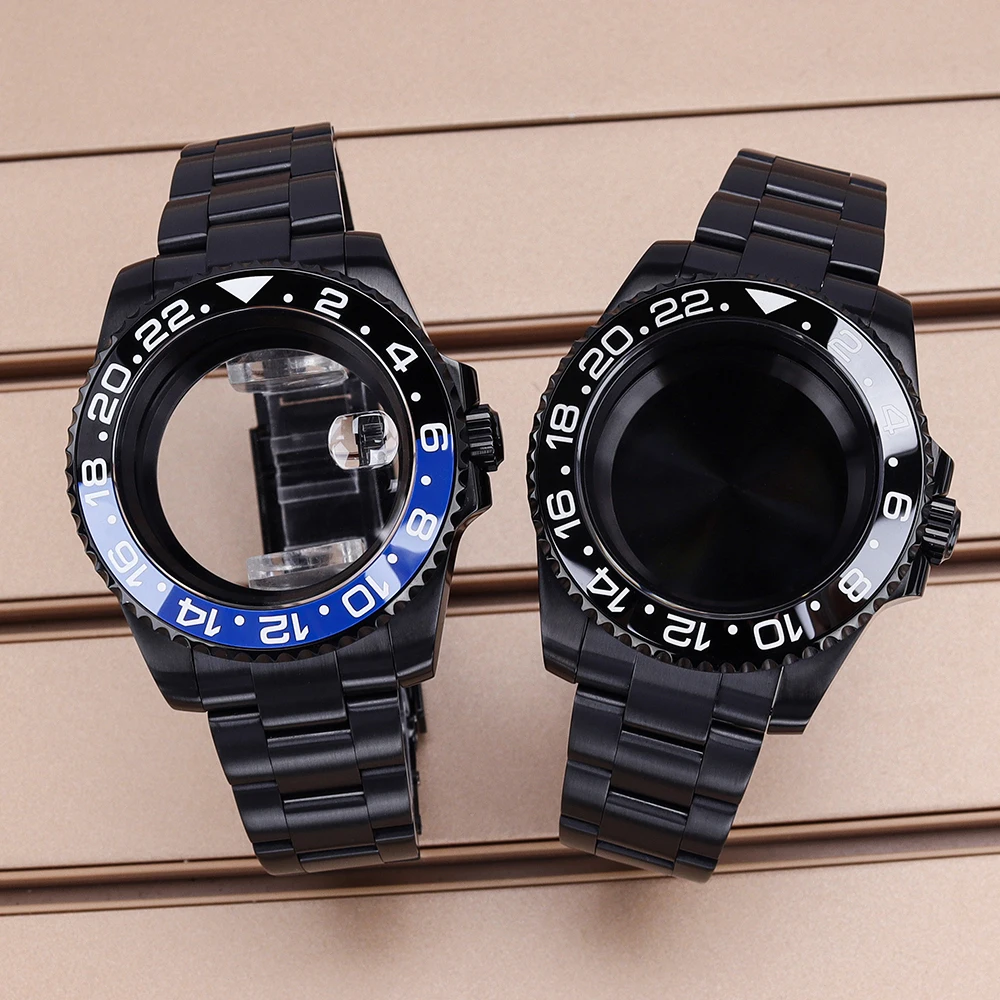 

40mm Black 20ATM Diver Case Strap For SUB GMT NH35 NH36 NH34 NH38 NH70 Miyota 8215 ETA 2824 Movement Sapphire Glass 28.5mm Dial