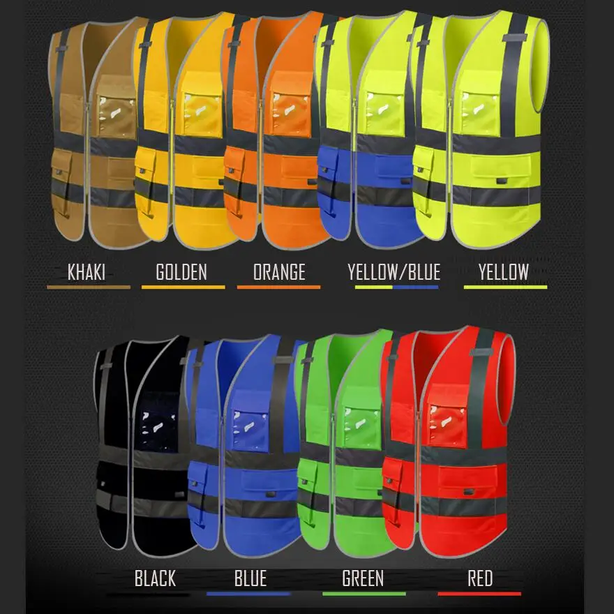 SFVest Logo Customized Reflective Safety Vest Work Clothing Reflective Vest Multi Pockets Workwear Safety Waistcoat Men Women