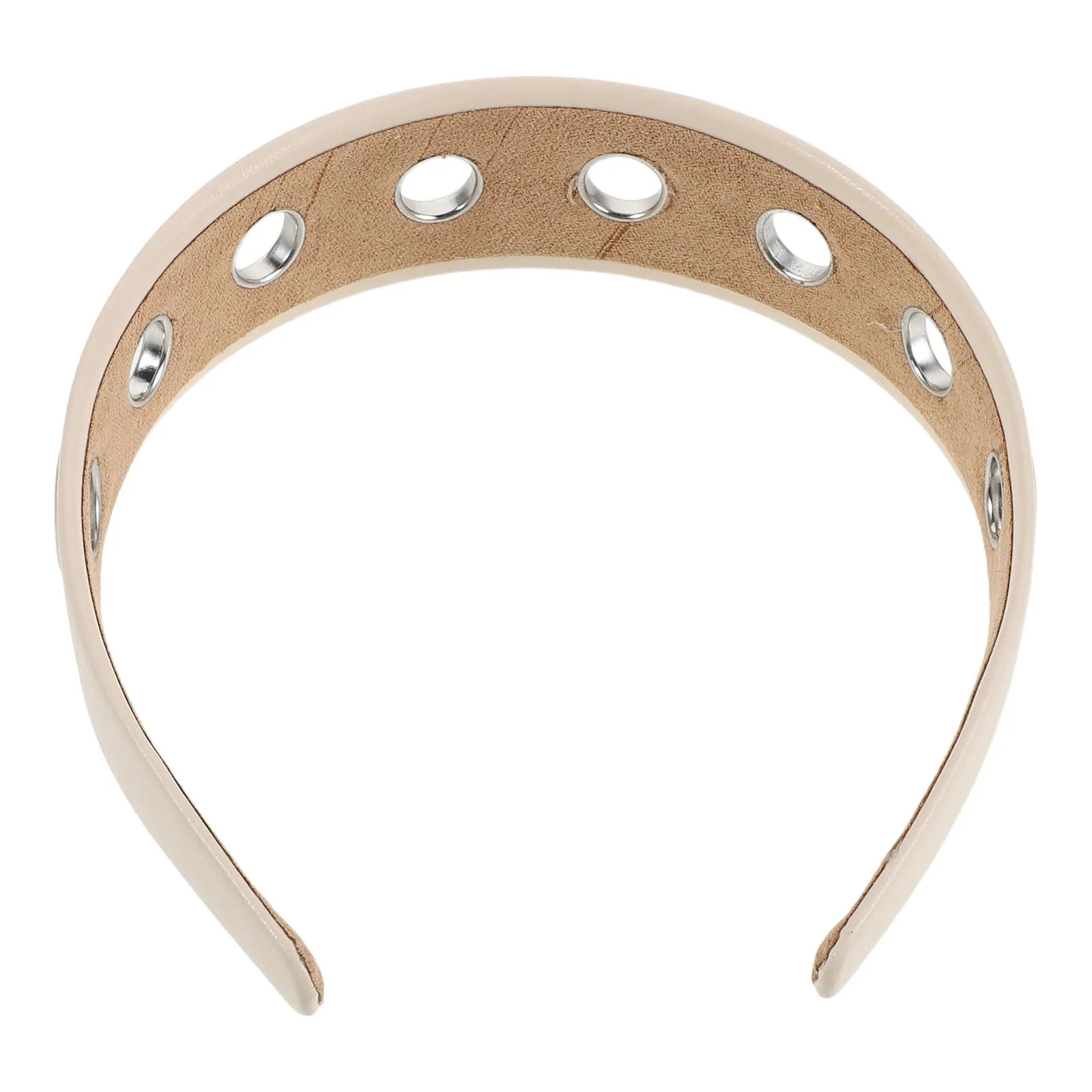 PU Wide Headband Women Punk Rock Edgy Cutout Circle Design Non Slip Comfort Fit Faux Headband Casual Work School