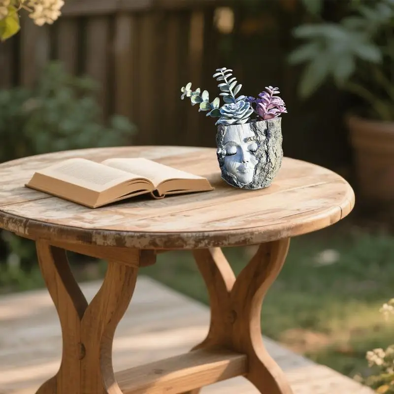 Head Planter Smile Face Planter Pot Weatherproof Resin Vase For Garden Balcony Outdoor Living Room Bedroom Landscaping