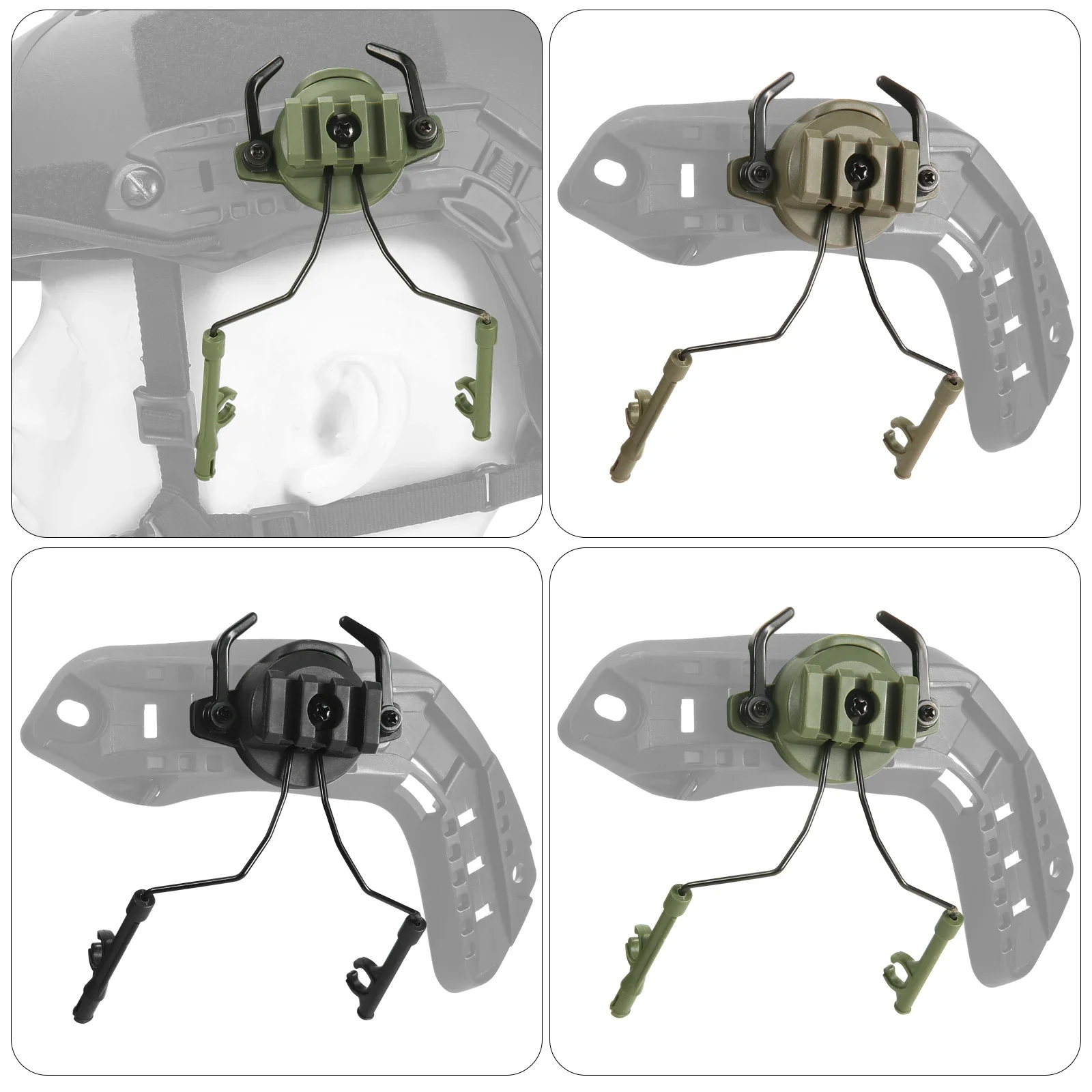 Tactical Rail Mounts Headset Fast Helmet Rail Adapter Shooting Headset Holder For 19-23mm 360 Rotation Helmet Rail Bracket