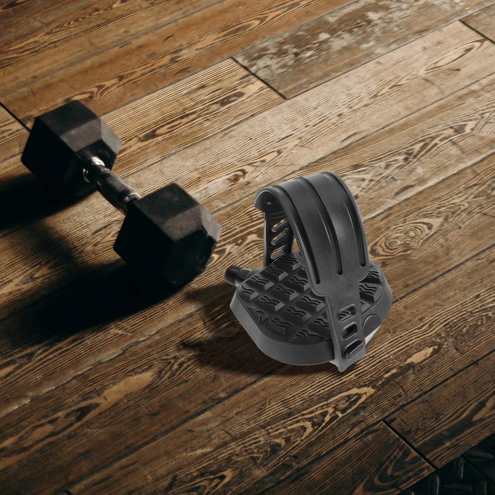 

2pcs Bicycle Pedals With Straps Flat Bike Pedals For Exercise Bike Replacement Parts Stationary Cycling Footrests