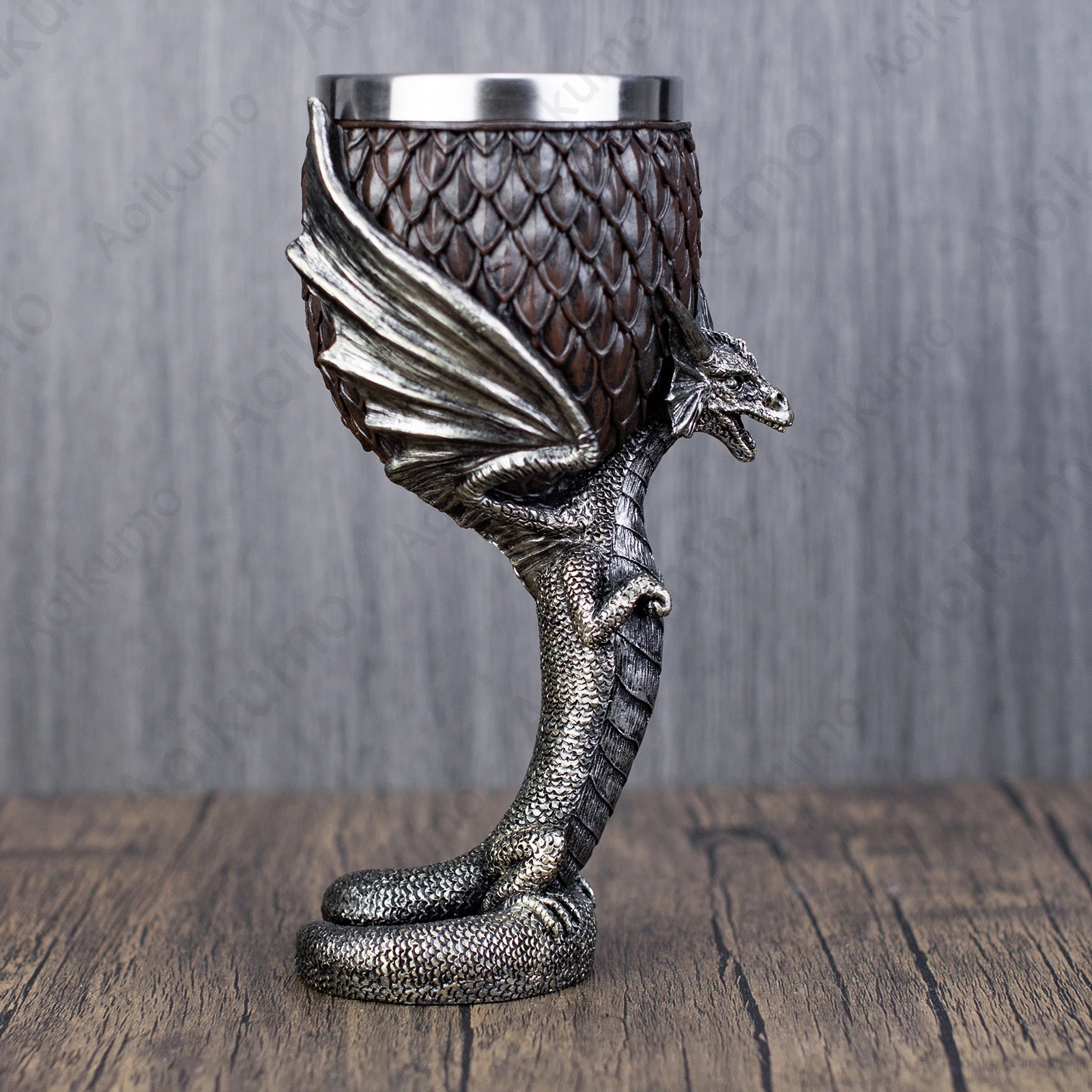 آن ستوكس التنين كأس الفولاذ المقاوم للصدأ والراتنج كأس للنبيذ الموازين دريك الجذعية قاعدة هدايا عيد ميلاد بار درينكوير الخيال Chalice #5