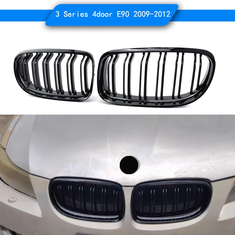 2 Slat style Grill Fit for BMW 3 series E90 2009-2012 Gloosy Black or M Color Front Grill 3 series e90 2009-2012