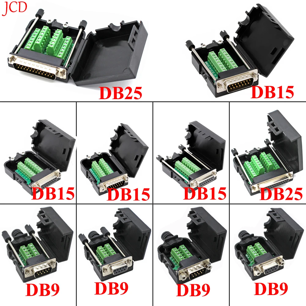 1PCS DB9 DB15 DB25 Connector D-SUB 9 Pin Male Female Plug RS232 RS485 Breakout Terminals AWG Wire Solderless Connectors