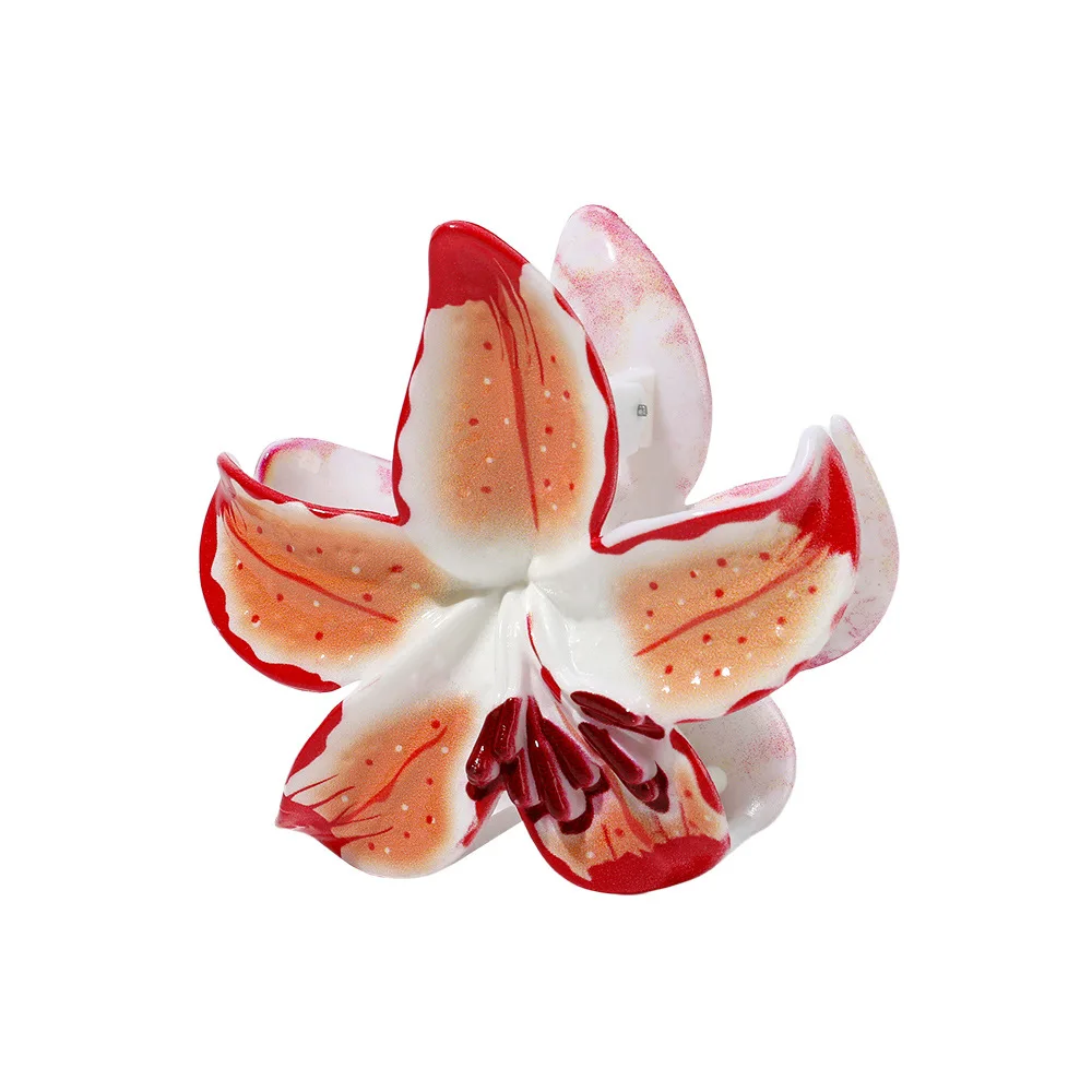 Elegante fiore colorato artiglio per capelli clip per le donne Boho grande gradiente squalo coda di cavallo granchio morsetto copricapo da sposa accessori per capelli