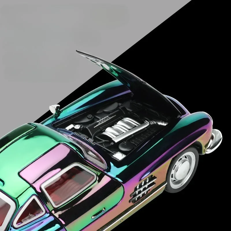 電気メッキダイキャスト 1:32 ベンツ 300SL クラシックカーモデル音と光プルバック装飾おもちゃ子供男の子ギフトミニチュア