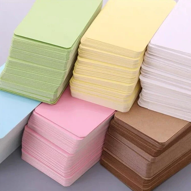 100Pcs 90x54x0.3mm Kraft Paper Card Blank Business Message Note Thank You Writing Label Bookmark Learning