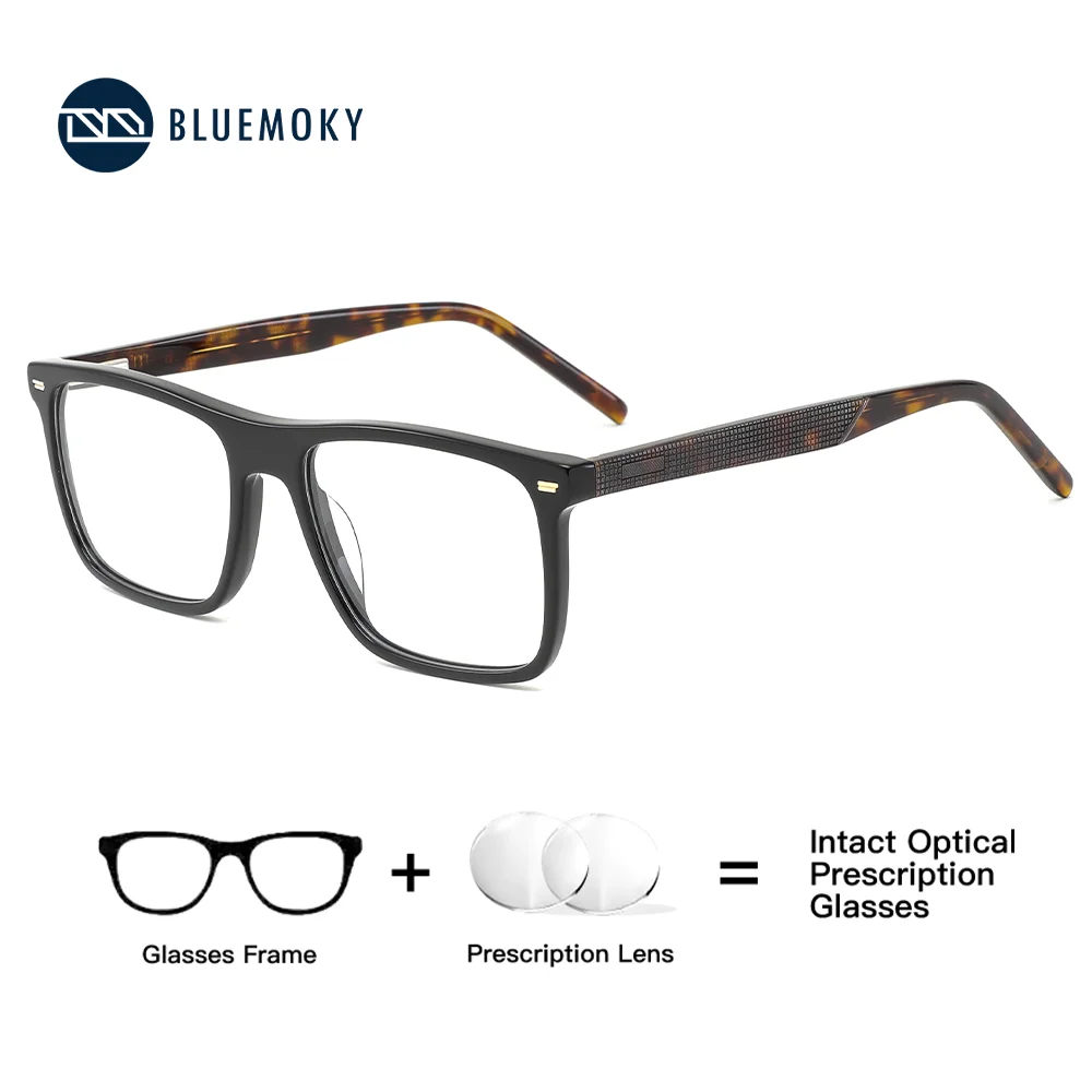 

BLUEMOKY Handmade Acetate Glasses for Men Square Progressive Prescription Eyewear with Photochromic Technology